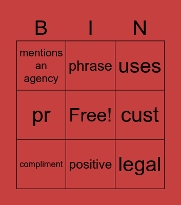 Social Media Bingo Card