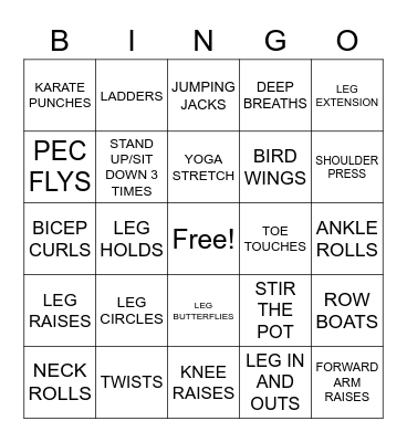FITNESS BINGO Card