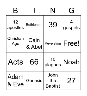 Bible Bingo Card