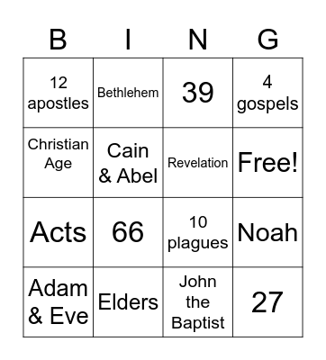 Bible Bingo Card