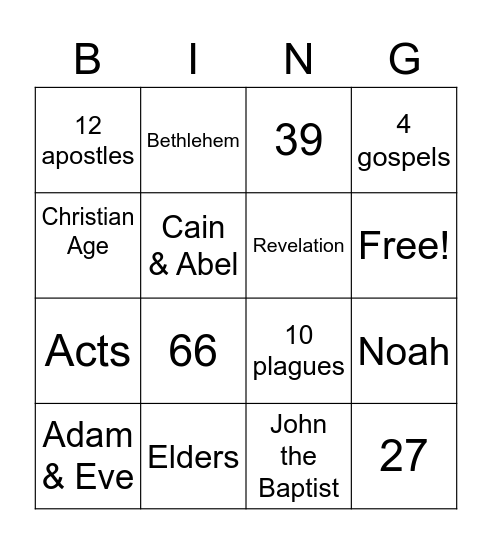 Bible Bingo Card
