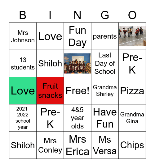 Shiloh Decatur Pre-K Bingo Card