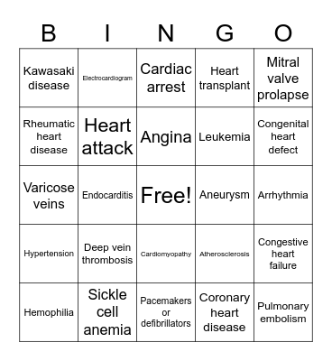 Cardio Bingo Card