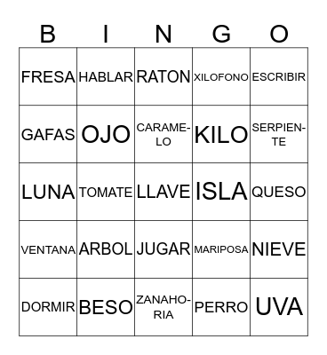 SPANISH ALPHABET Bingo Card