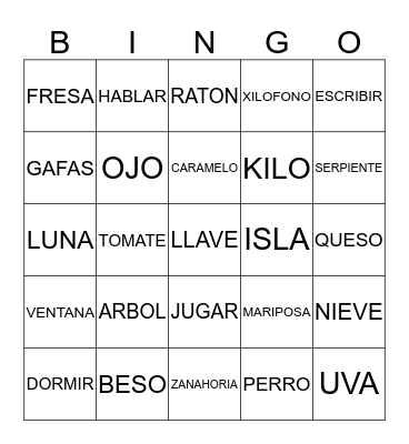 SPANISH ALPHABET Bingo Card