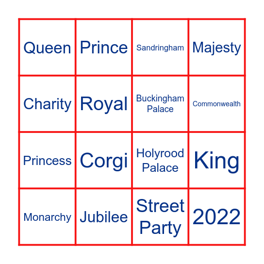 Royal Bingo Card