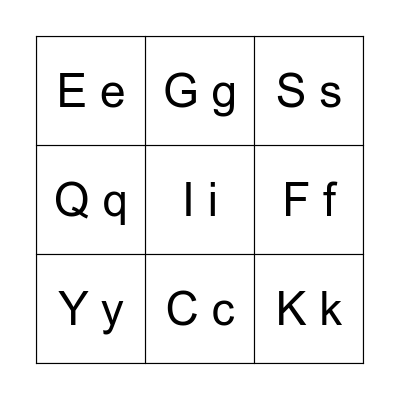 alphabet Bingo Card