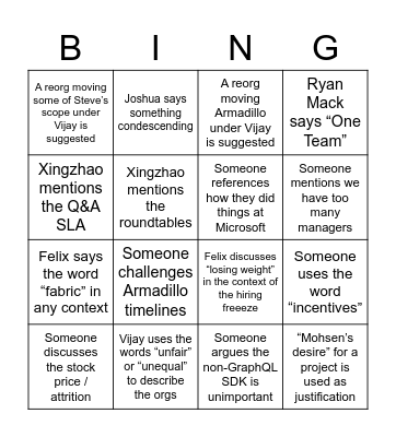 Leadership Summit Bingo Card