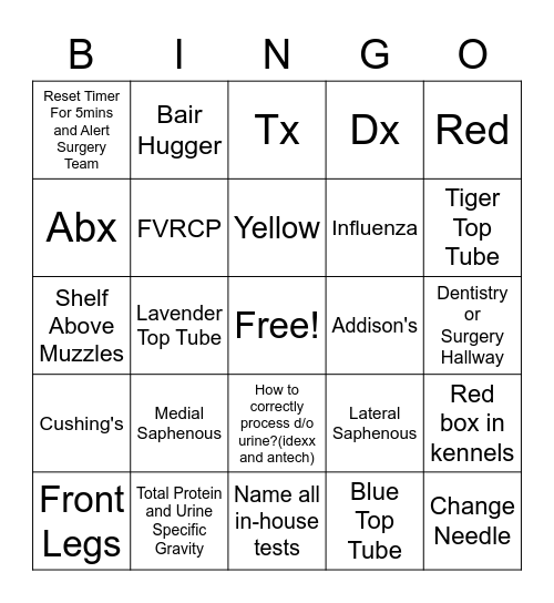 Atlas Vet Tech Bingo! Bingo Card