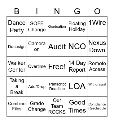 Nightingale Bingo Card