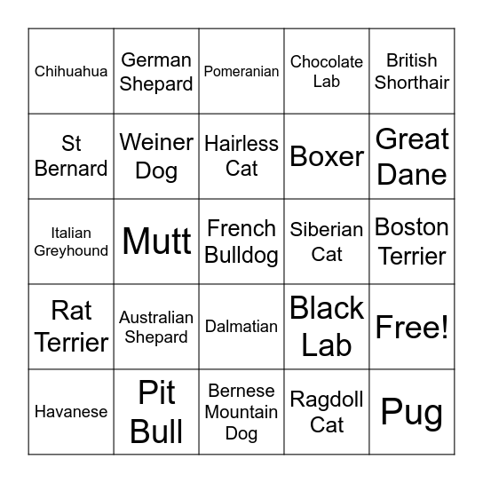 Berea ARF Bingo Card