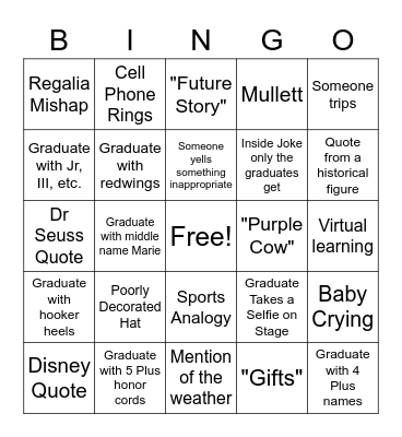 TNHS BINGO Card