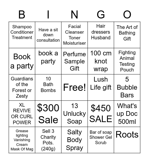 Lush Bingo ! Bingo Card