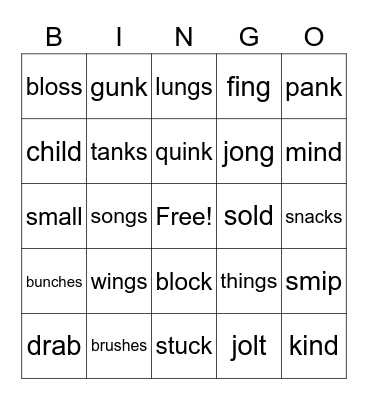 Wilson 2.1, 2.2, 2.3 Bingo Card