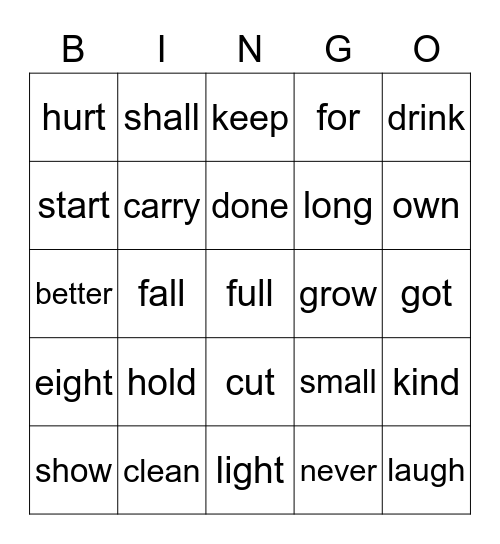 3rd Grade BINGO Card