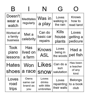 Find Some Who... Bingo Card