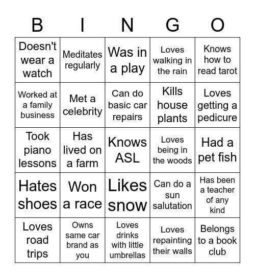 Find Some Who... Bingo Card