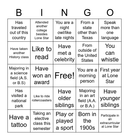 Icebreaker BINGO Card