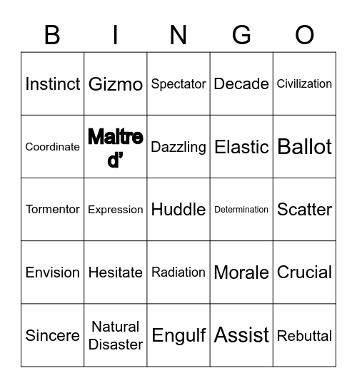 2022 Summer Camp 5th grade week 1&2 Bingo Card