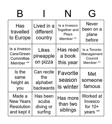 Find Someone Who... Bingo Card