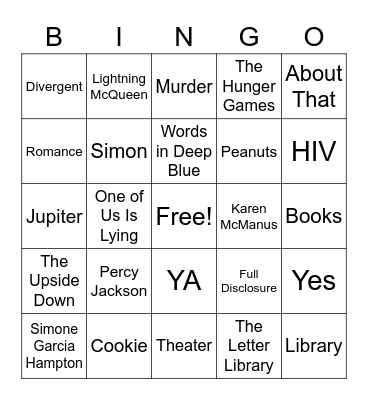 Book Club Bingo Card