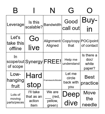 Corporate Lingo Bingo Card