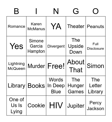 Book Club Bingo Card