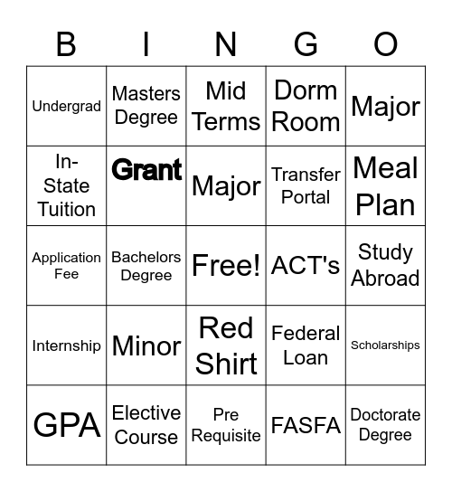 AVID Bingo Card