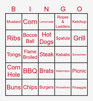 BBQ Bingo Card