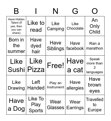 Draft Bingo Card