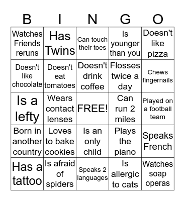 Volunteer Bingo Card