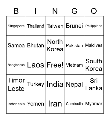 Asian American & Pacific Islanders Bingo Card