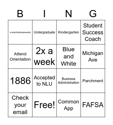 NLU Bingo Card