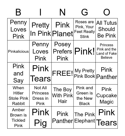 Pretty in Pink! Bingo Card