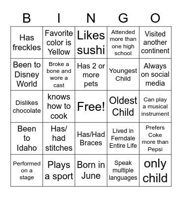LET'S CONNECT Bingo Card
