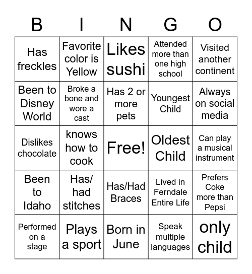 LET'S CONNECT Bingo Card