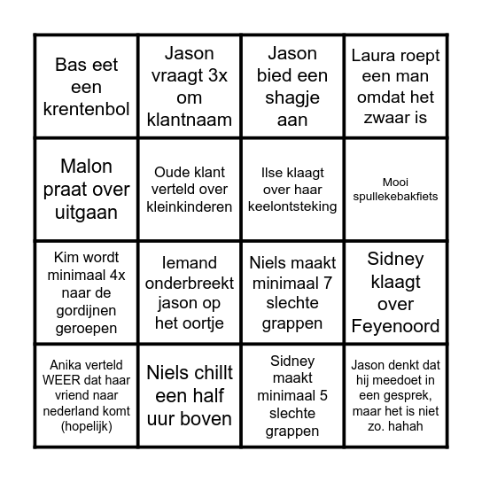 De grote kleine Leen-Bingo Card