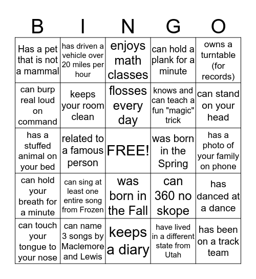 COA BINGO Card