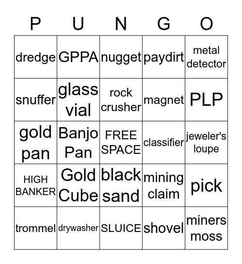 PUNGO Bingo Card