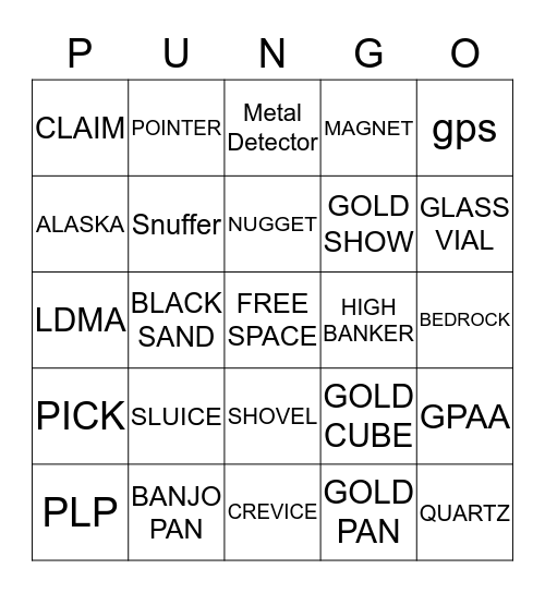 PUNGO Bingo Card