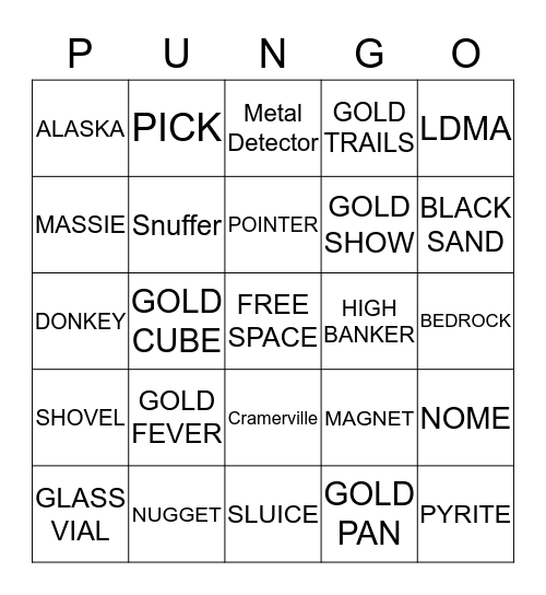 PUNGO Bingo Card