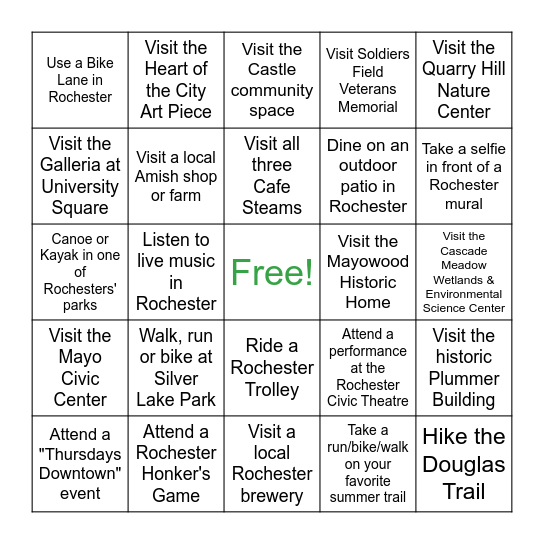 One Discovery Square Summer Bingo Card
