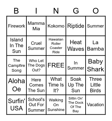 Bop or Flop: Summer Edition Bingo Card