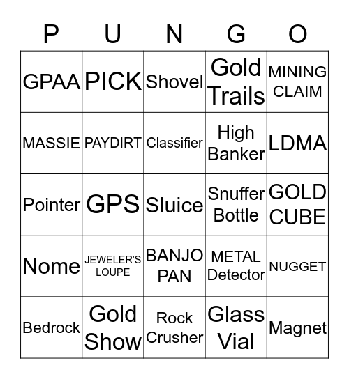 PUNGO Bingo Card