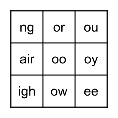 Phonics Bingo! Bingo Card