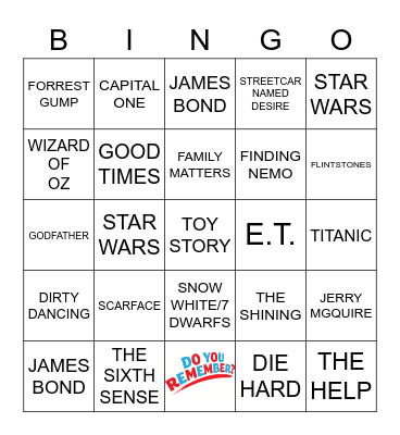 DO YOU REMEBER 4 Bingo Card