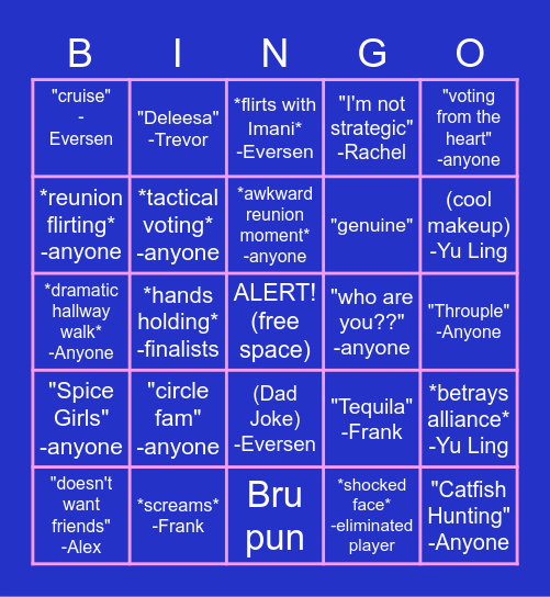 THE CIRCLE - SEASON 4 Bingo Card