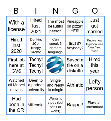 GVS Human Bingo Card