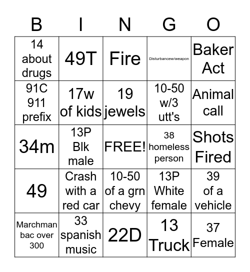 Dispatcher Bingo  Bingo Card