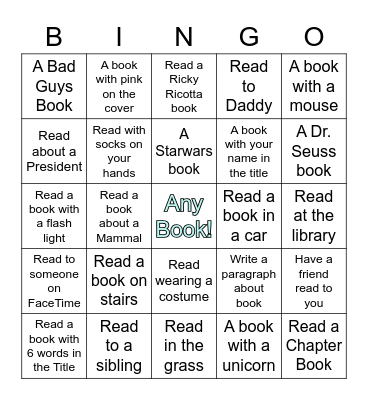 Reading BINGO Card